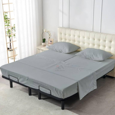 Twin XL Cotton Sheet Set for Split King Beds - 600 TC - Light Grey