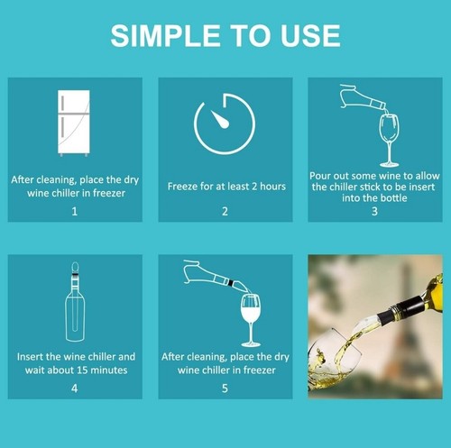 Weinkühler Upgrade 3in1 Edelstahl Flaschenkühler Stick Rapid Iceless Chi - Bild 4 von 6