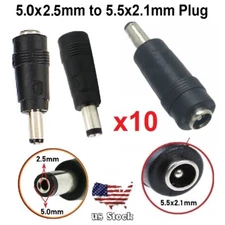 x10 Copper DC Power Connector 5.5mmx2.1mm Female to 5.0mmx2.5mm Male Adapter