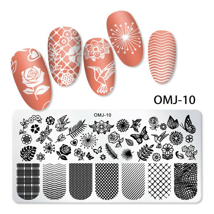 nail stamping plates leaves flower butterfly birds nail art