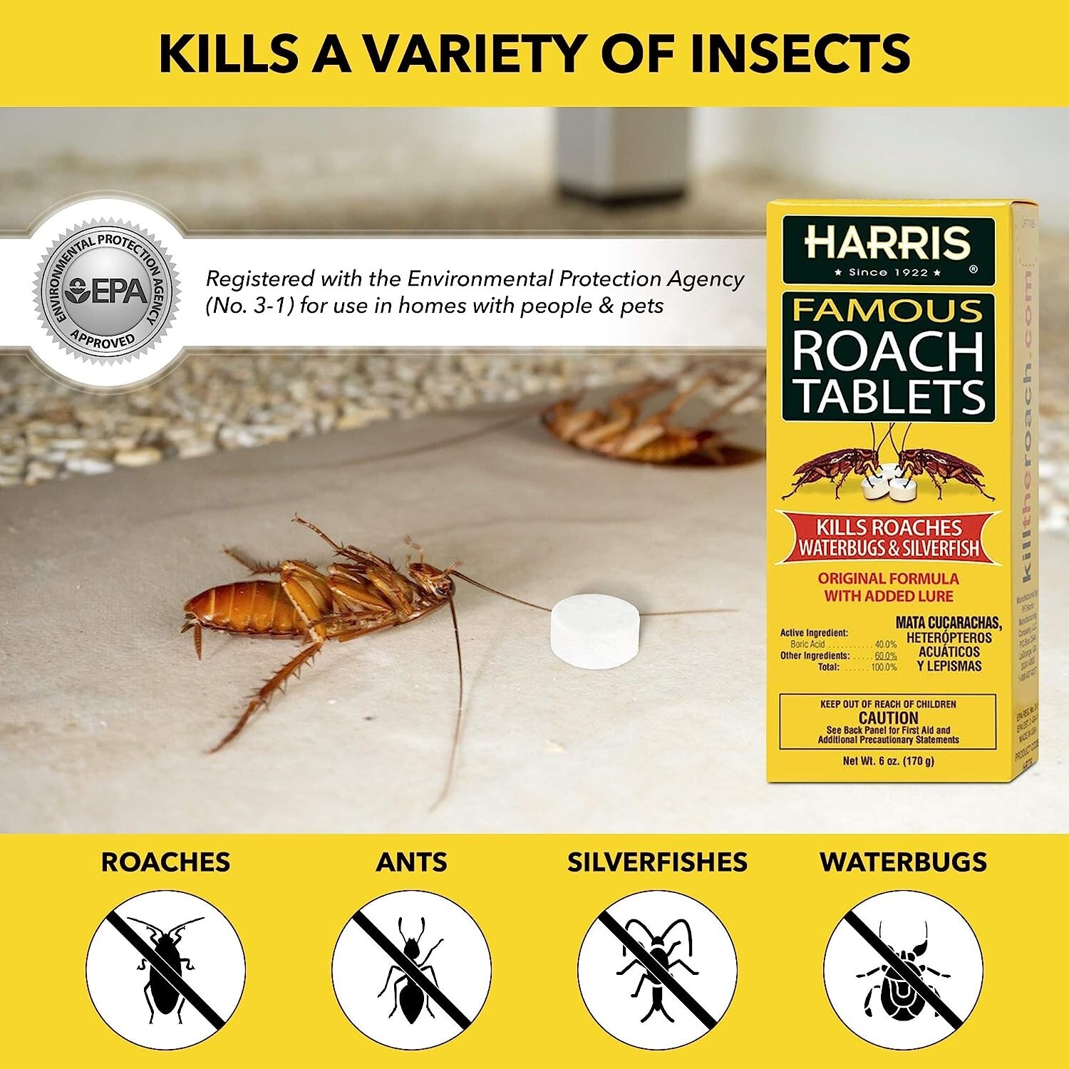 Cockroach Killer indoor Pesticide Roach Bait Tablets Megabox Trap Kid