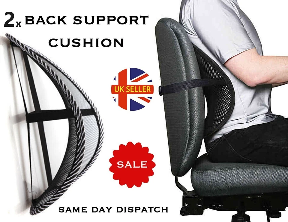 RHEME 2 x Car Seat Lumbar Back Support Cushion for Office Chair Posture Corrector Mesh