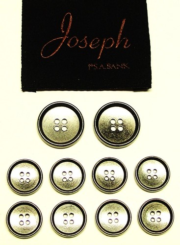 JOS. A. BANK replacement buttons 10 Dark silver tone solid metal good used cond