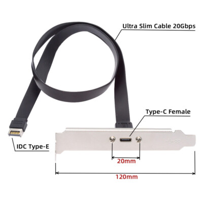 CY USB 3.2 Gen 2x2 20Gbps USB C Front Panel Header to USB Type-E Extension Cable