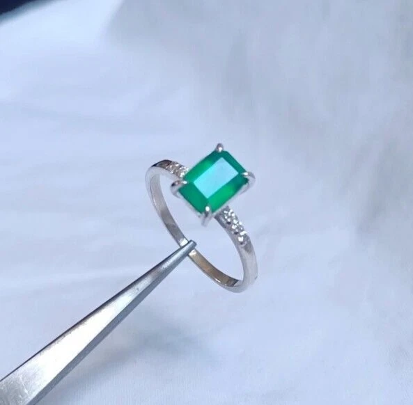 Anello baguette onice verde naturale argento sterling 925 onice gioielli fatt... - Immagine 4 di 4