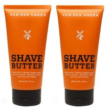 Van Der Hagen 2-Pack Shave Butter Shaving Cream 6oz Shea Mango and Cocoa Butter