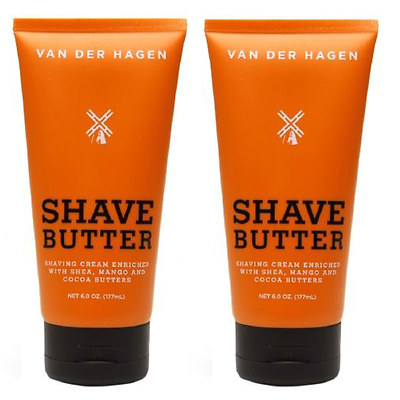 Van Der Hagen 2-Pack Shave Butter Shaving Cream 6oz Shea Mango and Cocoa Butter