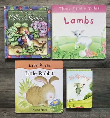 Vintage Bunnies Board Books Lot of 4 Easter Rabbits Spring Lambs Peter Baby Kids