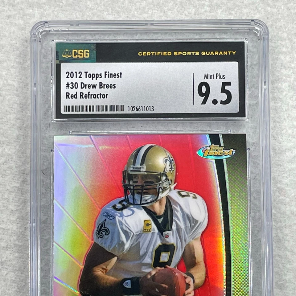 2012 Topps Finest Red Refractor #30 Drew Brees 01/25 CSG 9.5 Mint Plus - Image 2 of 4
