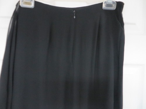 DANA BUCHMAN silk georgette cascading side~ zip pencil long black skirt 4 - Picture 6 of 7