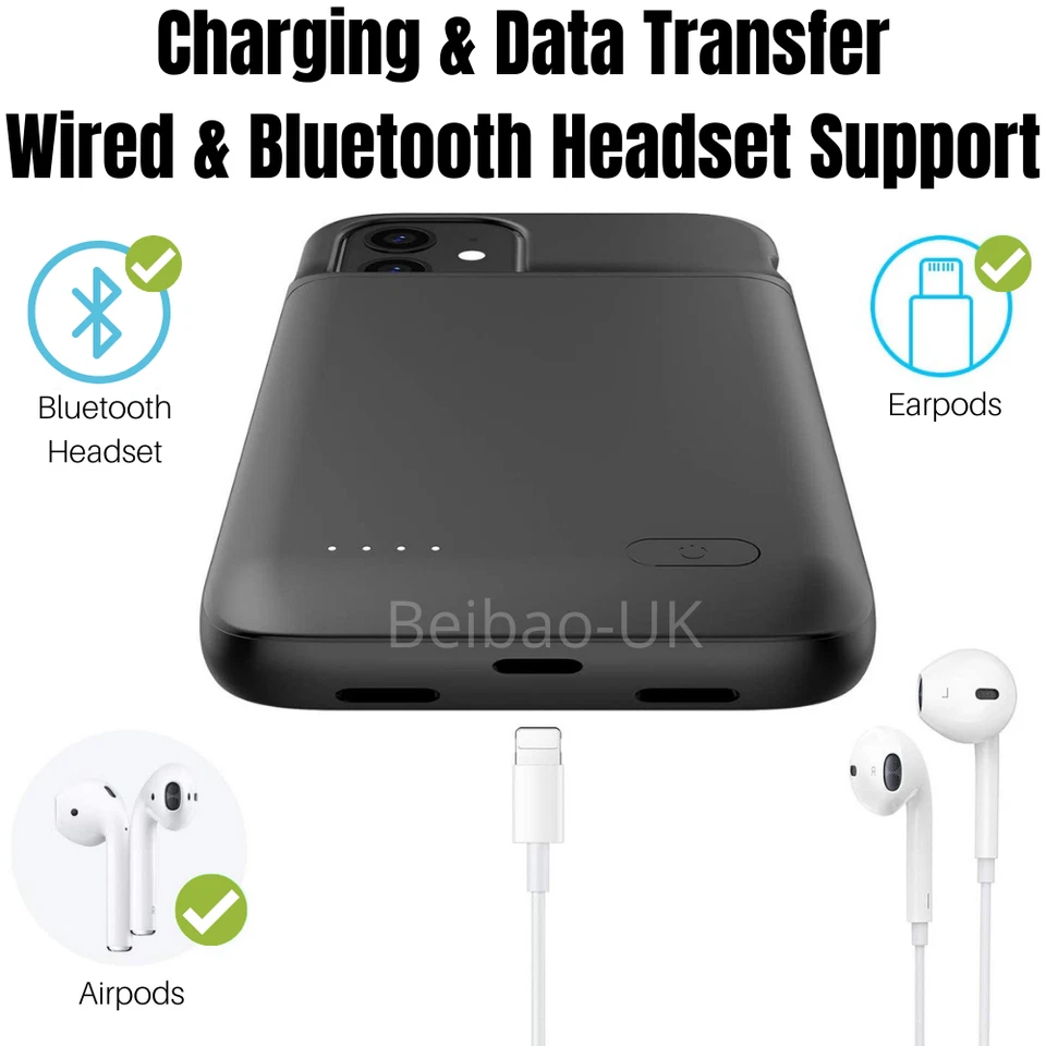 6800mAh For iPhone 12 11 Pro Max Battery Charger Case Power Bank Charging Cover - Image 3 of 4