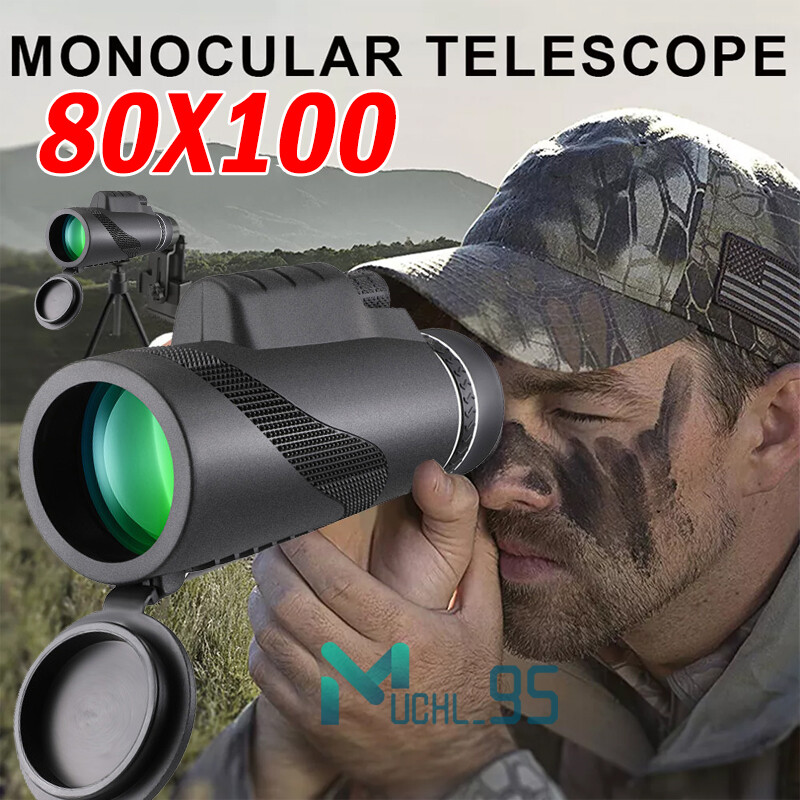 80x100 Zoom HD Monocular Telescope for Bird Watching, Camping