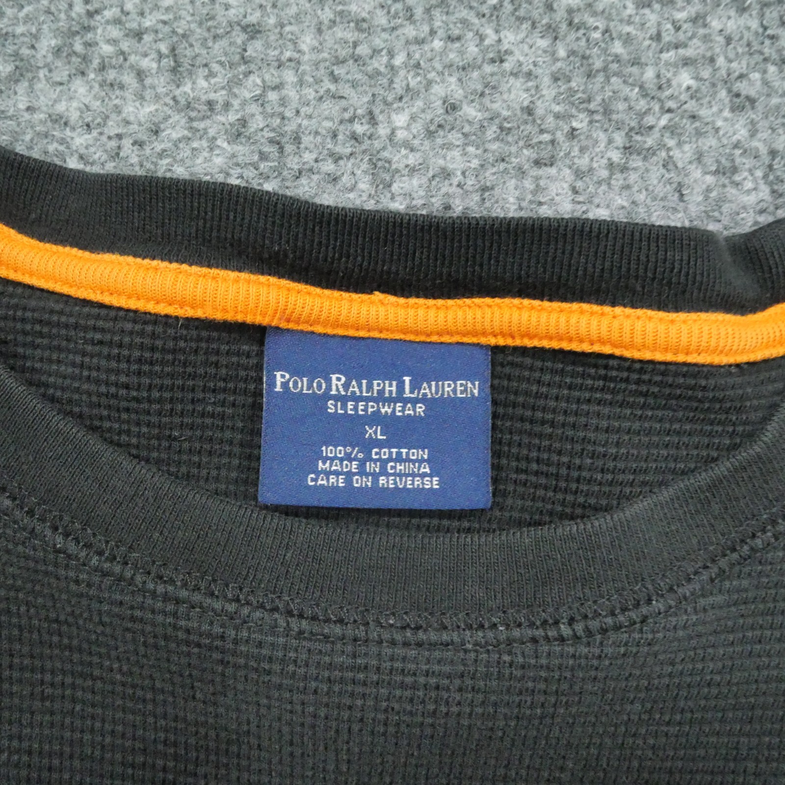 Ralph Lauren Camicia Adulto XL Nero Termico Arancione Piccolo Pony Pigiama Uomo Polo