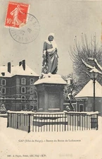 Old postcard 05 gap snow effect statue Baron Ladoucette