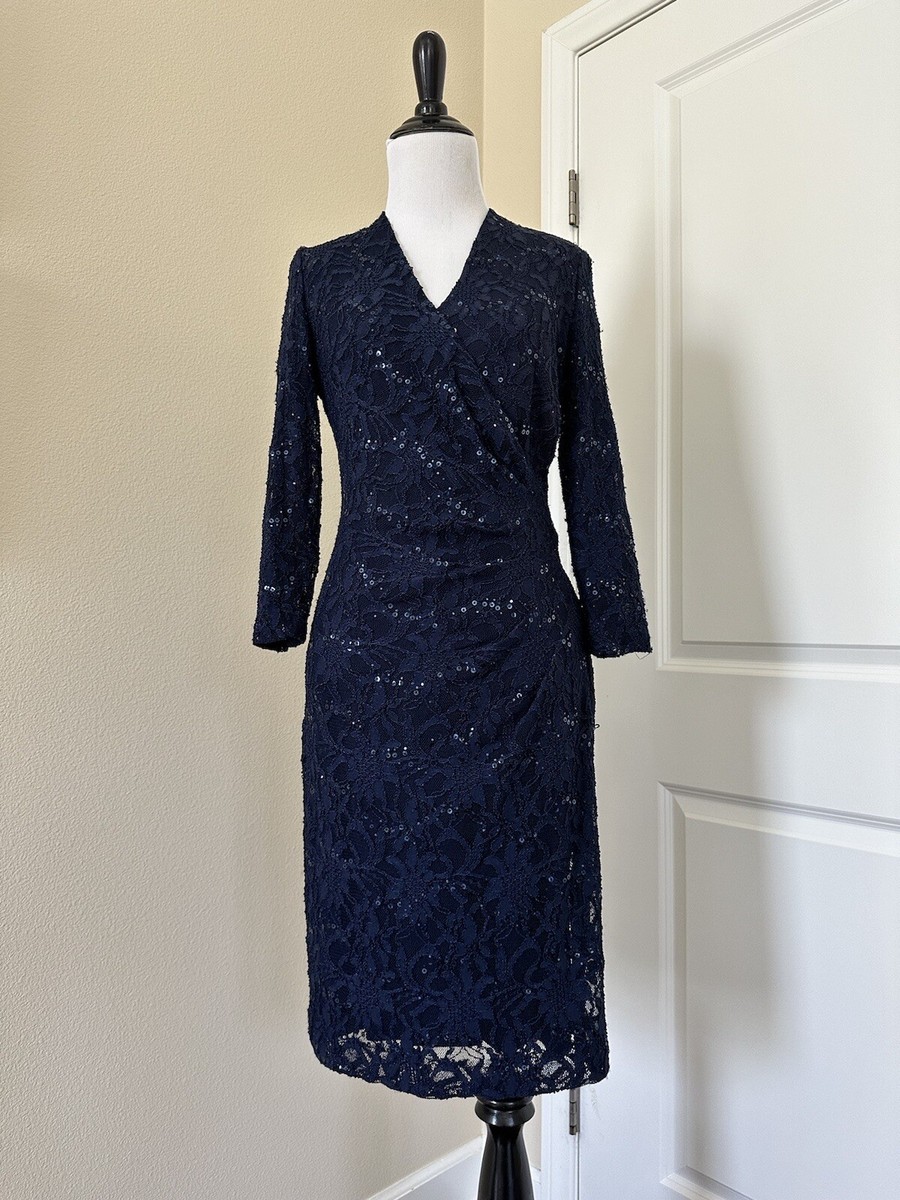 ralph lauren blue long sleeve dress Lauren Ralph Lauren Women's Point Collar Midi Shirt Dress - Inky Blue