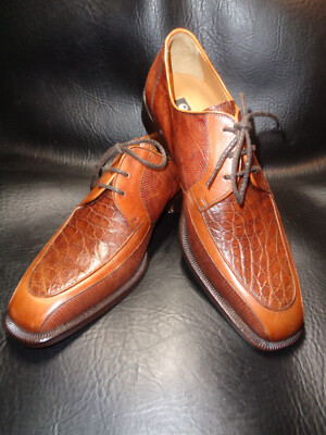 Gorgeous New Magnanni Genuine Crocodile Lizard Brown Oxford 8D 