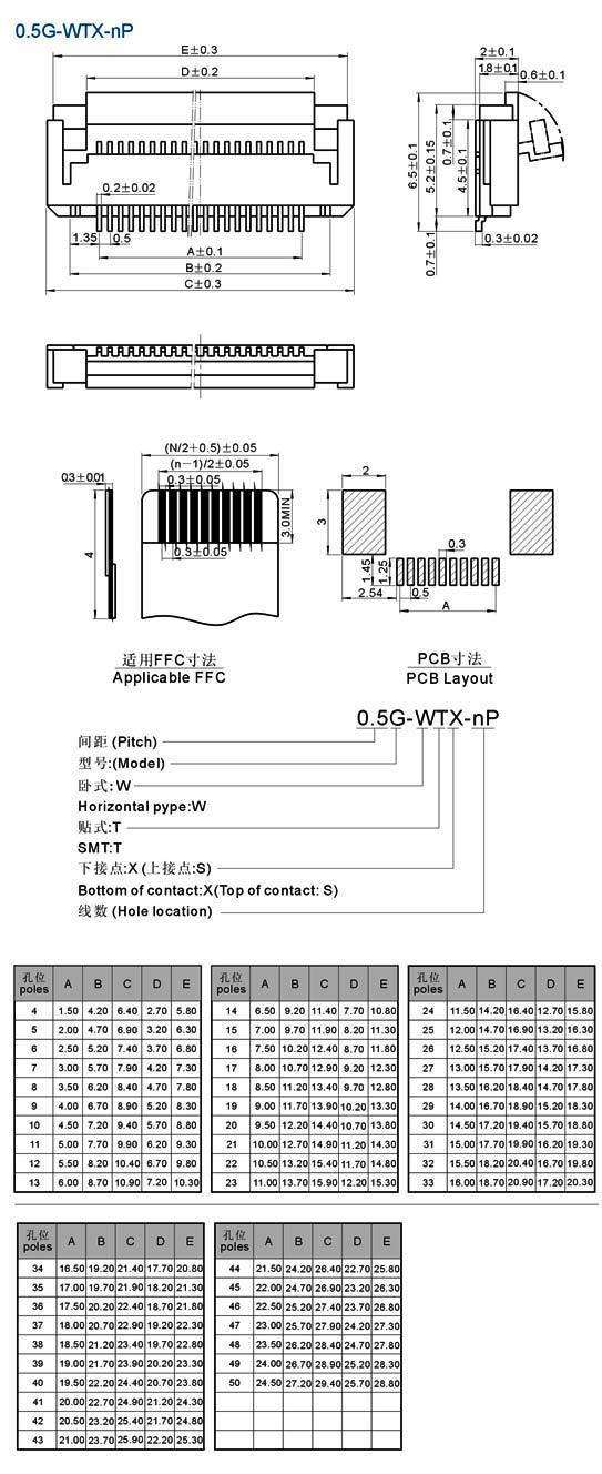 100Pcs FPC FFC 0.5mm Pitch 8 Pin Flip Type Ribbon Flat Connector Bottom Contact