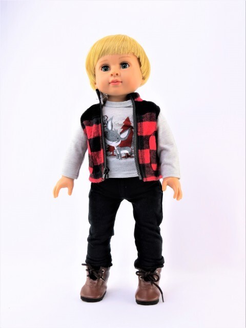 Doll Clothes 18" Pants Black Shirt Forrest Ranger Vest Fits AG Boy Dolls