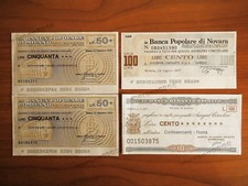 4 Miniassegni in lire di banche varie FDS