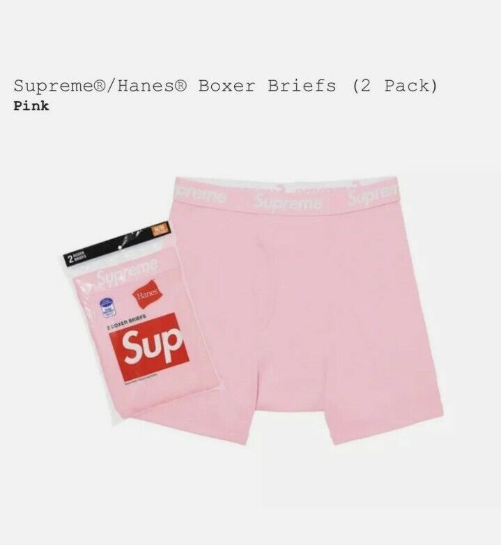 Supreme Hanes Boxer Briefs (2 Pack) FW21 Pink Sz XL Brand Supreme Hanes Boxer Briefs (2 Pack) FW21 Pink Sz XL Brand