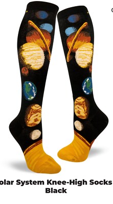 Mod Socks Solar System Knee High Socks  Cotton Blend Quirky Geeky Fun Astronomy