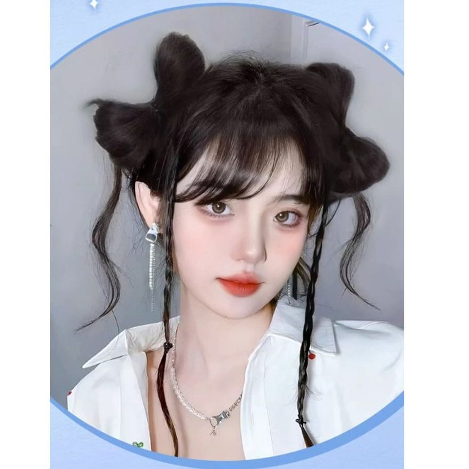 2Pcs Hair Extension Messy Updo Hairpiece Korean Style Curly Chignon