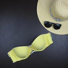 Aeria Bikini Top Size 36B Yellow Padded Push-up Underwire Pullover