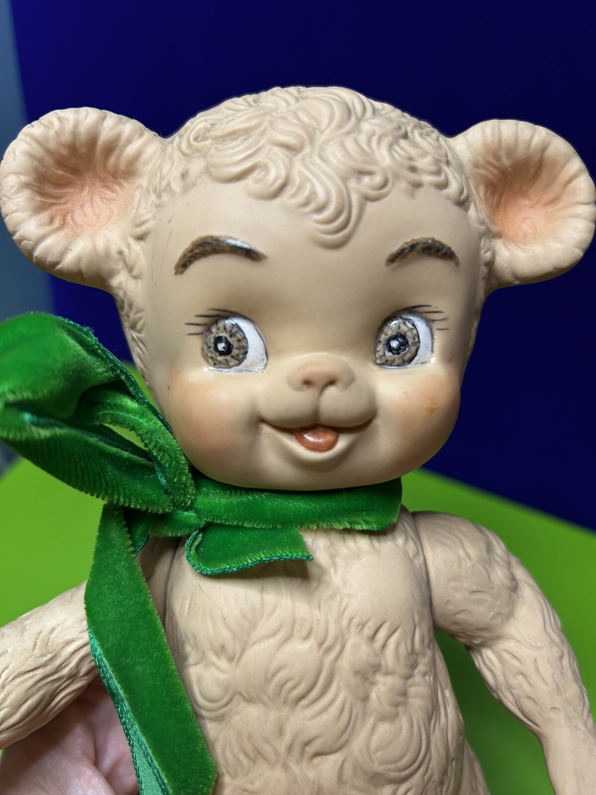 VTG Sun Rubber Co ? Sunny the Bear 9" Fully Jointed Porcelain Bisque Beige EUC