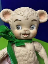VTG Sun Rubber Co ? Sunny the Bear 9" Fully Jointed Porcelain Bisque Beige EUC