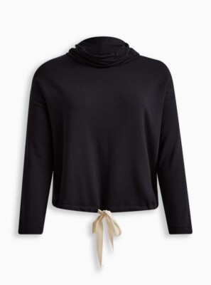 Torrid Dream Fleece Cowl Neck Lounge Sweatshirt Black Plus Sz 00 M/L 10 #D44217