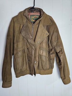 Vintage Bomber Leather Jacket G-III Global Identity Medium Made In Korea