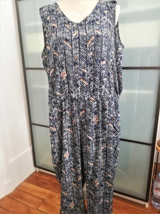 COMBINAISON PANTALON D ETE L'AMIE DE PARIS TAILLE XL COULEUR IMPRIME MARINE - Photo 1/4