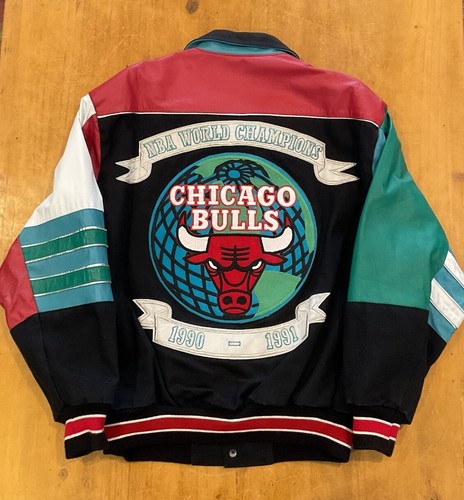 Vintage Original Jeff Hamilton Lederjacke 1991 Chicago Bulls World Champions XL - Bild 4 von 4