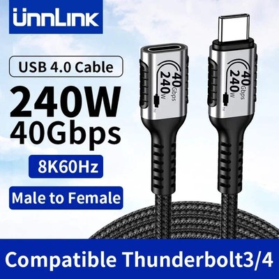 Unnlink USB C Extension Cable Type C Extender Compatible With Thunderbolt 4/3 US