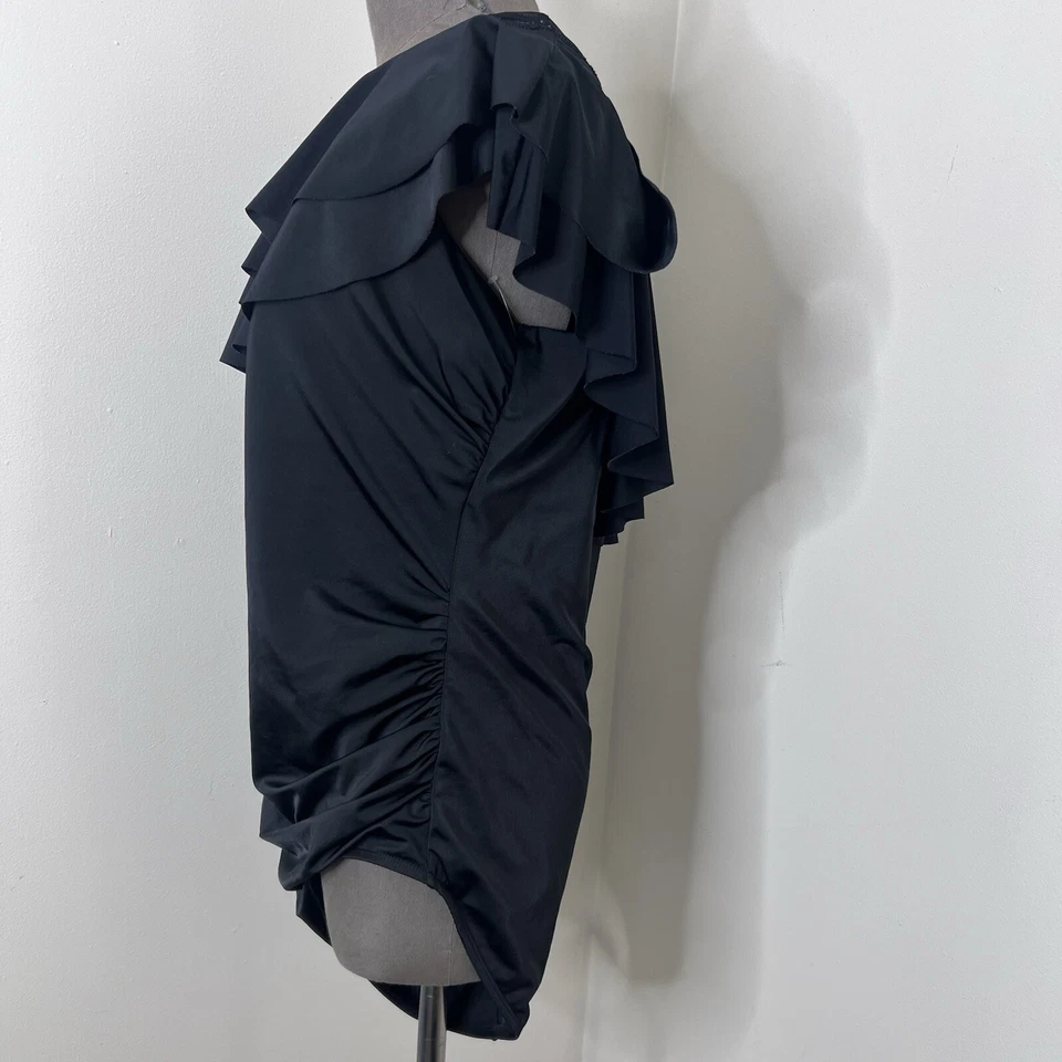 TRAJE DE BAÑO CACIQUE LANE BRYANT NEGRO CON VOLANTES DE UN HOMBRO 24 SIN ALAMBRE Foto 3 de 4