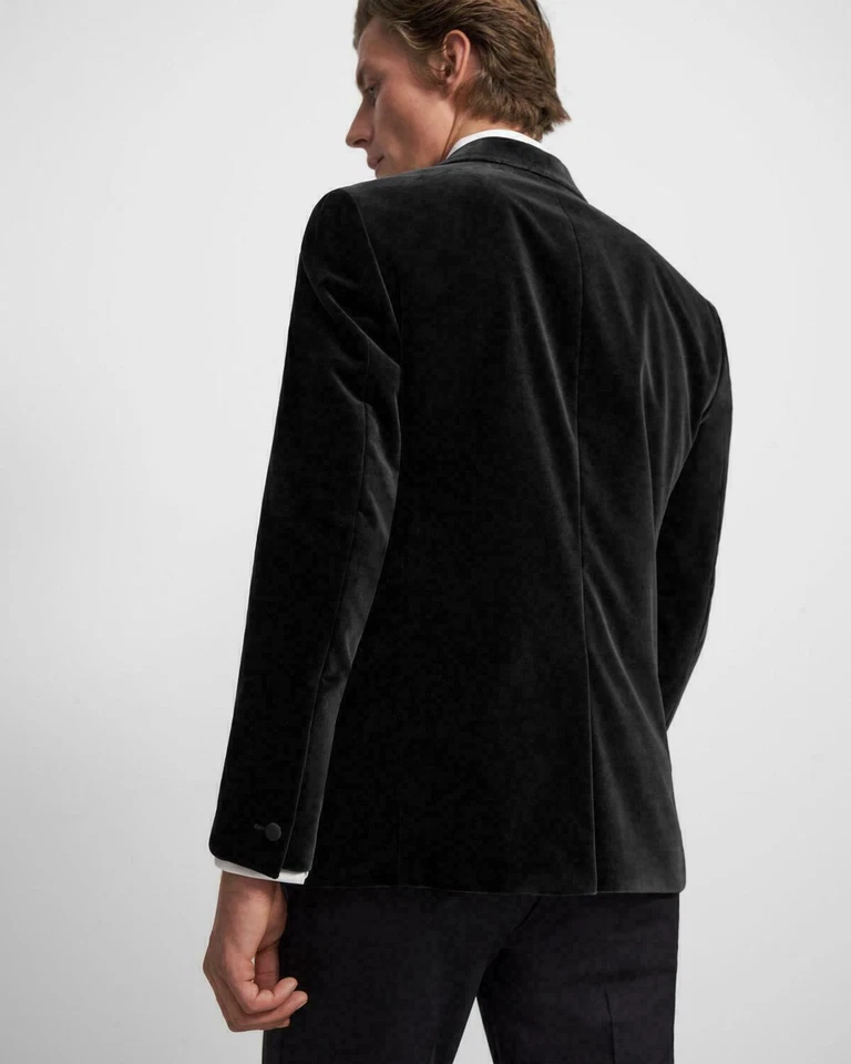 Theory Chambers Plush Velvet Slim Fit Dark Grey Tux Jacket Size 40 R 40R Foto 2 de 2