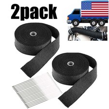 2 Roll X 2 50ft Black Exhaust Wrap Header Manifold Fiberglass Heat Wrap Tape Us 2 Roll X 2 50ft Black Exhaust Wrap Header Manifold Fiberglass Heat Wrap Tape Us