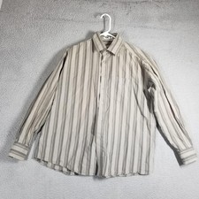 Yves Saint Laurent Shirt Mens L 16.5 42 Beige Stripe Long Sleeve Button Up Shirt