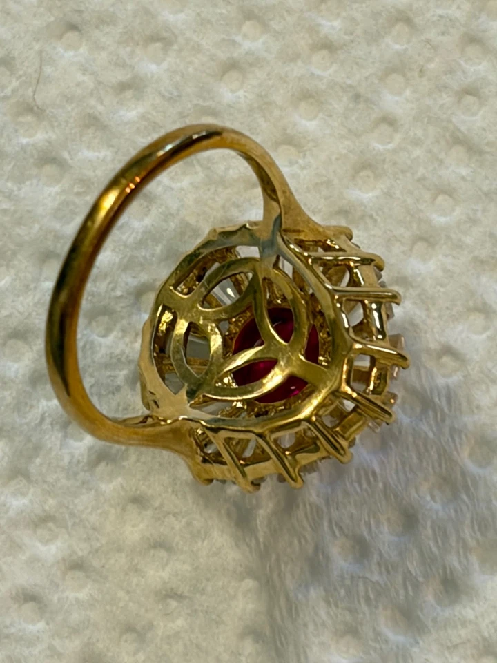 2.75 克拉实验室红宝石带 3.80 克拉白色 TOPAZ 14K 黄金纯银 — 第 3/3 张图片