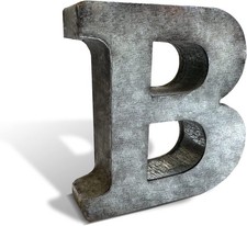 Galvanized Metal Letters - 2.5" 3D Metal Letter in Hanging or Freestanding, R...
