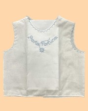 Camicino della fortuna, camicino neonati portafortuna puro cotone ricamo azzurro