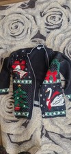 Vintage NutCracker Ugly Christmas Cardigan Sweater Black V-Neck Women’s Size