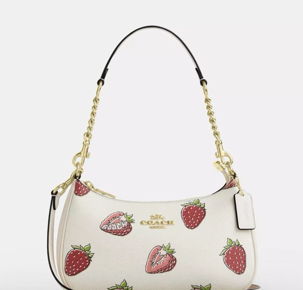 【Nuovo】 Borsa a tracolla Coach Teri stampa fragola CAL62 gesso multi tela Esaurita