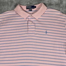Polo Ralph Lauren Men  s Shirt L Pink Striped Short Sleeve Stripe Large Pony Men