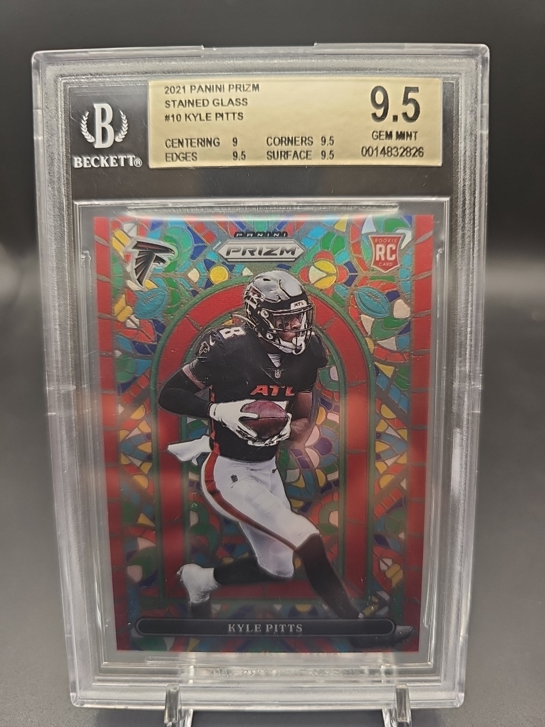 Kyle Pitts Falcons 2021 Panini Prizm Rookie Stained Glass PSA 10 Pop 5