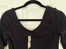 Express Black Solid Scoop Neck 3/4 Sleeve Fit & Flare Knee Dress Size S