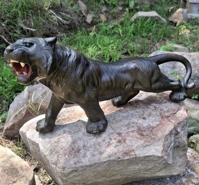 Antique K&O KRONHEIM & OLDENBUSCH Coldpainted Polychrome Metal/Bronze Tiger DECO