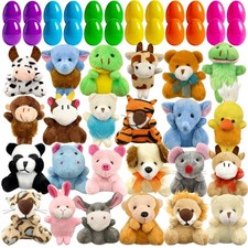 24 Pcs Filled Easter Eggs Plush , 2.35in Bright Colorful Eggs Prefilled with ...