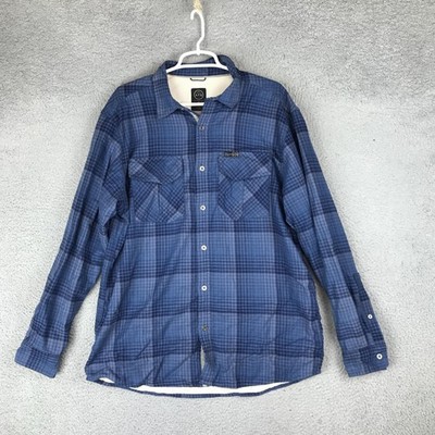 Wrangler ATG Shirt Mens Large Blue Plaid Flannel Lined Button Up Casual Outdoor