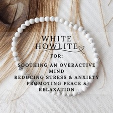 Natural White Howlite Bracelet 4mm Dainty Healing Crystal Bracelet Gift for Her